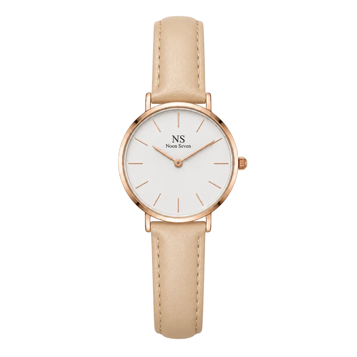 Aeternum Couro Bege — Branco 32 mm