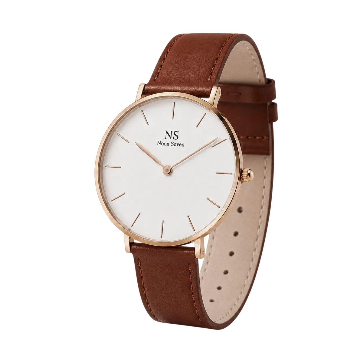 AeternumCouro Marrom — Branco 40 mm