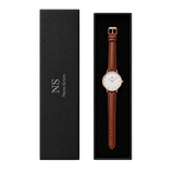 AeternumCouro Marrom — Branco 40 mm