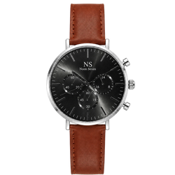 MonteCarlo Black — Couro Marrom 42 mm